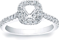 Pave Cushion Halo Engagement Ring w/ Pave Band