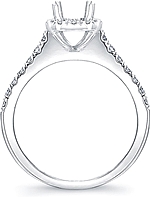 This image shows the setting made to fit a 1.00ct cushion cut diamond. The setting can be ordered to accommodate any shape/size diamond listed in the setting details section below.
