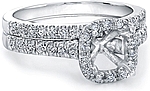 This image shows the setting made to fit a 1.00ct cushion cut diamond. The setting can be ordered to accommodate any shape/size diamond listed in the setting details section below. (matching wedding band sold separately).

