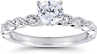 Pave Diamond Engagement Ring w/ Milgrain