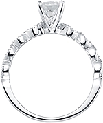 This image shows the setting with a 1.00ct round brilliant cut center diamond. The setting can be ordered to accommodate any shape/size diamond listed in the setting details section below.