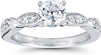 Pave Diamond Engagement Ring w/ Milgrain