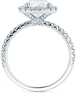 This image shows the setting with a 1.25ct round brilliant cut center diamond. The setting can be ordered to accommodate any shape/size diamond listed in the setting details section below.