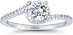 This image shows the setting with a 1.00ct round brilliant cut center diamond. The setting can be ordered to accommodate any shape/size diamond listed in the setting details section below.