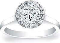 Pave Diamond Halo Solitaire Engagement Ring