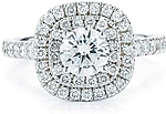 This image shows the setting with a 1.00ct round brilliant cut center diamond. The setting can be ordered to accommodate any shape/size diamond listed in the setting details section below.
