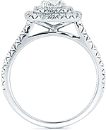 This image shows the setting with a 1.00ct round brilliant cut center diamond. The setting can be ordered to accommodate any shape/size diamond listed in the setting details section below.
