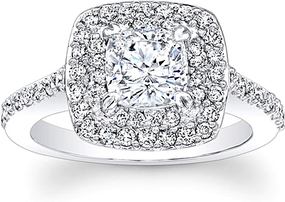 This image shows the setting with a 1.00ct cushion cut center diamond. The setting can be ordered to accommodate any shape/size diamond listed in the setting details section below.
