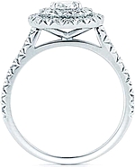 This image shows the setting with a 1.00ct round brilliant cut center diamond. The setting can be ordered to accommodate any shape/size diamond listed in the setting details section below.
