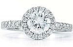 This image shows the setting with a 1.00ct round brilliant cut center diamond. The setting can be ordered to accommodate any shape/size diamond listed in the setting details section below.
