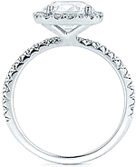 This image shows the setting with a 1.00ct round brilliant cut center diamond. The setting can be ordered to accommodate any shape/size diamond listed in the setting details section below.
