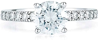 Pave Set Round Brilliant Cut Diamond Engagement Ring