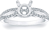 Pave Split-Shank Diamond Engagement Ring