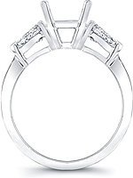 This image shows the setting with a basket made to hold a 1.00ct round brilliant cut center diamond. The setting can be ordered to accommodate any shape/size diamond listed in the setting details section below.