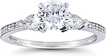 This image shows the setting with a 1.00ct round brilliant cut center diamond. The setting can be ordered to accommodate any shape/size diamond listed in the setting details section below.