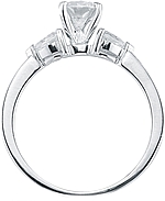 This image shows the setting with a 1.00ct round brilliant cut center diamond. The setting can be ordered to accommodate any shape/size diamond listed in the setting details section below.