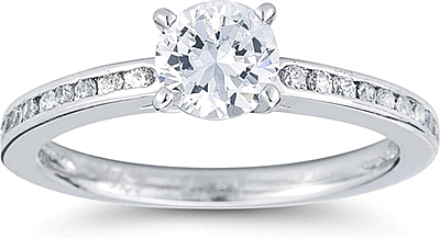 This image shows the setting with a 1.00ct round brilliant cut center diamond. The setting can be ordered to accommodate any shape/size diamond listed in the setting details section below.