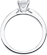 This image shows the setting with a 1.00ct round brilliant cut center diamond. The setting can be ordered to accommodate any shape/size diamond listed in the setting details section below.