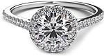 This image shows the setting with a 1.00ct round brilliant cut center diamond. The setting can be ordered to accommodate any shape/size diamond listed in the setting details section below.