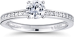 This image shows the setting with a 1.00ct round brilliant cut center diamond. The setting can be ordered to accomodate any shape/size diamond listed in the setting details section below.