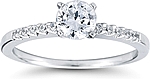 This image shows the setting with a 1.00ct round brilliant cut center diamond. The setting can be ordered to accomodate any shape/size diamond listed in the setting details section below.