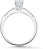 This image shows the setting with a 1.00ct round brilliant cut center diamond. The setting can be ordered to accomodate any shape/size diamond listed in the setting details section below.