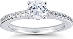 This image shows the setting with a 1.00ct round brilliant cut center diamond. The setting can be ordered to accommodate any shape/size diamond listed in the setting details section below.