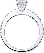 This image shows the setting with a 1.00ct round brilliant cut center diamond. The setting can be ordered to accommodate any shape/size diamond listed in the setting details section below.