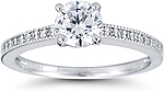 This image shows the setting with a 1.00ct round brilliant cut center diamond. The setting can be ordered to accommodate any shape/size diamond listed in the setting details section below.