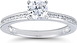 This image shows the setting with a 1.00ct round brilliant cut center diamond. The setting can be ordered to accommodate any shape/size diamond listed in the setting details section below.