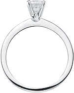 This image shows the setting with a 1.00ct round brilliant cut center diamond. The setting can be ordered to accommodate any shape/size diamond listed in the setting details section below.