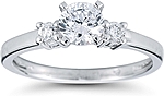This image shows the setting with a 1.00ct round brilliant cut center diamond. The setting can be ordered to accommodate any shape/size diamond listed in the setting details section below.