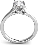 This image shows the setting with a 1.00ct round brilliant cut center diamond. The setting can be ordered to accommodate any shape/size diamond listed in the setting details section below.
