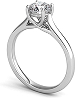 This image shows the setting with a 1.00ct round brilliant cut center diamond. The setting can be ordered to accommodate any shape/size diamond listed in the setting details section below.
