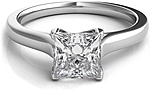 This image shows the setting with a 1.00ct princess cut center diamond. The setting can be ordered to accommodate any shape/size diamond listed in the setting details section below.
