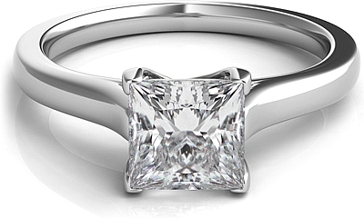 This image shows the setting with a 1.00ct princess cut center diamond. The setting can be ordered to accommodate any shape/size diamond listed in the setting details section below.
