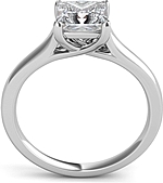 This image shows the setting with a 1.00ct princess cut center diamond. The setting can be ordered to accommodate any shape/size diamond listed in the setting details section below.

