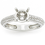 This image shows the setting with a basket made for 1.00ct round brilliant cut diamond. The setting can be ordered to accomodate any size/shape diamond listed on the setting details section below. 