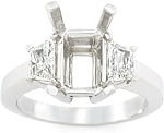 This image shows the setting with a basket made for 1.00ct round brilliant cut diamond. The setting can be ordered to accomodate any size/shape diamond listed on the setting details section below. 