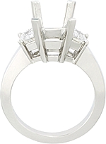 This image shows the setting with a basket made for 1.00ct round brilliant cut diamond. The setting can be ordered to accomodate any size/shape diamond listed on the setting details section below. 