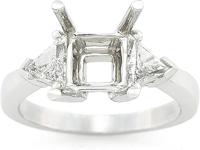 This image shows the setting with a basket made for 1.00ct round brilliant cut diamond. The setting can be ordered to accomodate any size/shape diamond listed on the setting details section below. 
