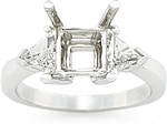 This image shows the setting with a basket made for 1.00ct round brilliant cut diamond. The setting can be ordered to accomodate any size/shape diamond listed on the setting details section below. 