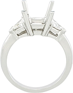 This image shows the setting with a basket made for 1.00ct round brilliant cut diamond. The setting can be ordered to accomodate any size/shape diamond listed on the setting details section below. 