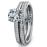This image shows the setting with a round .75ct center diamond. The setting can be ordered to accommodate any shape/size diamond listed in the setting details section below. The matching wedding band is sold separately. 