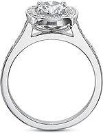 This image shows the setting with a 1.00ct round brilliant cut center diamond. The setting can be ordered to accommodate any shape/size diamond listed in the setting details section below. 