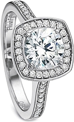 This image shows the setting with a 1.00ct round brilliant cut center diamond. The setting can be ordered to accommodate any shape/size diamond listed in the setting details section below.