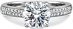 This image shows the setting with a 1.00ct round brilliant cut center diamond. The setting can be ordered to accommodate any shape/size diamond listed in the setting details section below.