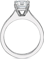 This image shows the setting with a 1.00ct asscher cut center diamond. The setting can be ordered to accommodate any shape/size diamond listed in the setting details section below.