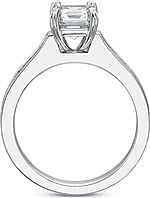 This image shows the setting with a 1.00ct asscher cut center diamond. The setting can be ordered to accommodate any shape/size diamond listed in the setting details section below.