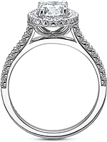 This image shows the setting with a 1.50ct oval cut center diamond. The setting can be ordered to accommodate any shape/size diamond listed in the setting details section below.